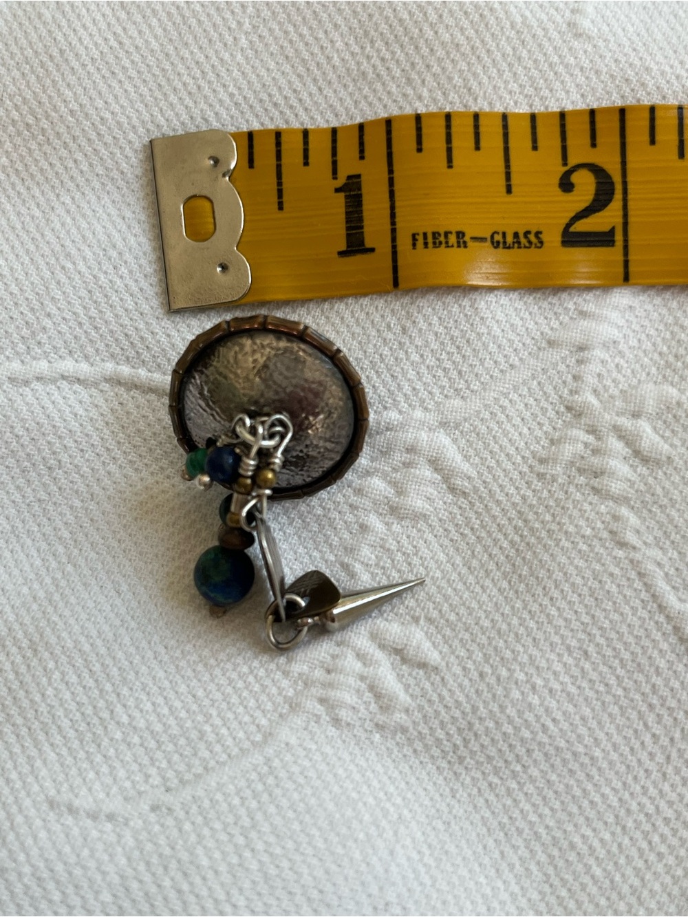 Vintage Tabra Earrings silver, brass with Green & Blue Beads - Picture 3 of 5